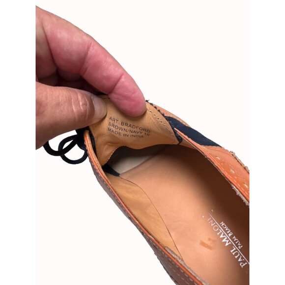 Paul Malone Palm beach Bradford men’s brown navy blue Oxford shoes 10 SKu 5302 - Picture 11 of 12